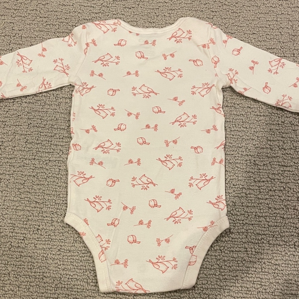 Carter's Girls Infants White & Pink Bird Print Bodysuit - Picture 3 of 6